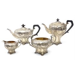  Victorian four piece silver tea set by Joseph Rodgers and Sons, Sheffield 1900, approx 65oz  
