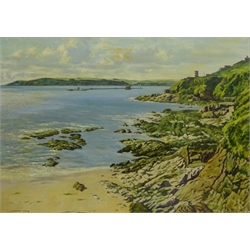  'Plymouth Sound & Breakwater from Bovisand', oil on canvas signed, titled on stretcher by Walter Lambert Bell (British 1904-1983) 49cm x 70cm   