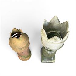 Large Victorian terracotta crown top chimney pot, and a similar chimney pot (2)