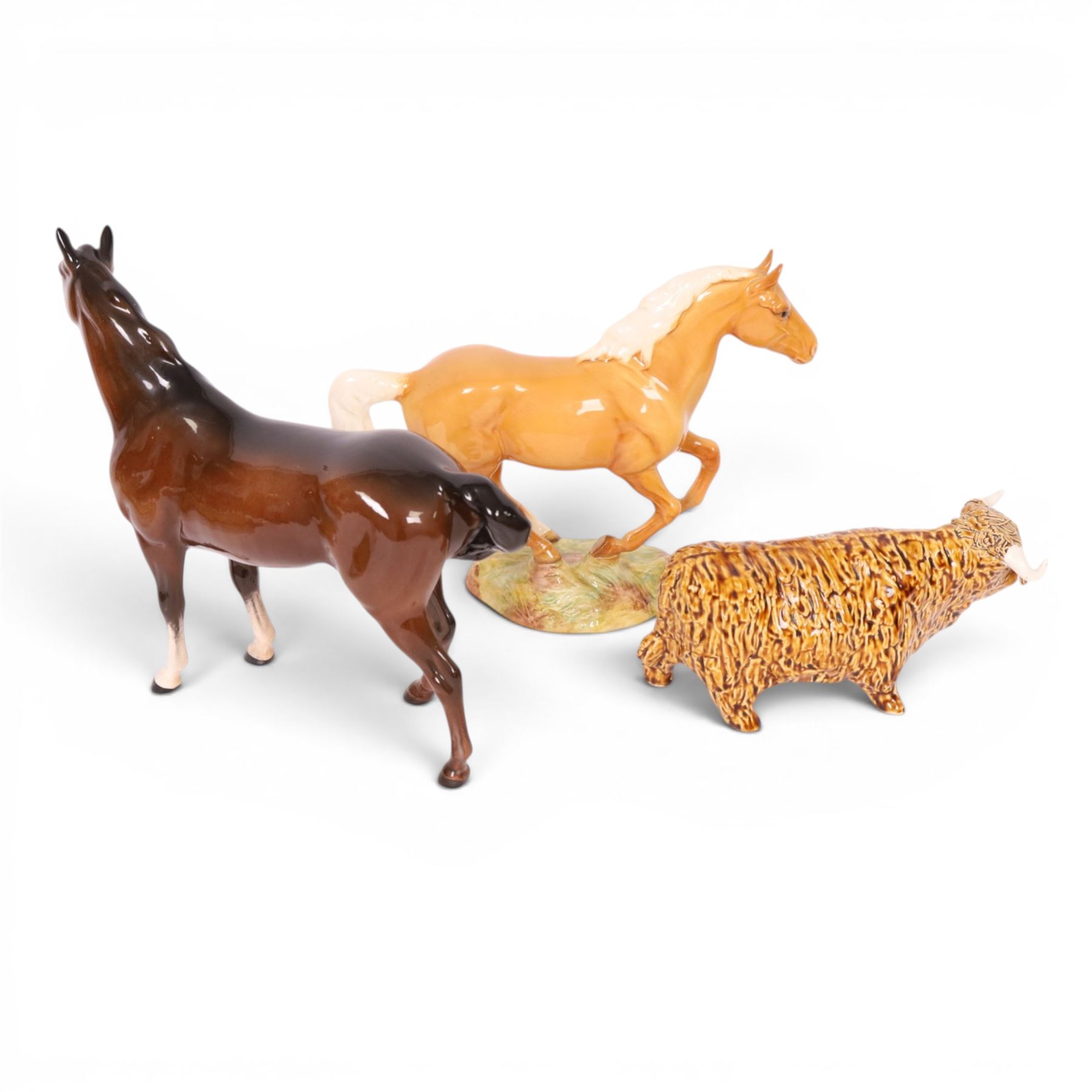 Beswick horse figure 1374, together with two other Beswick horses, Royal Dux Elephant and one other 