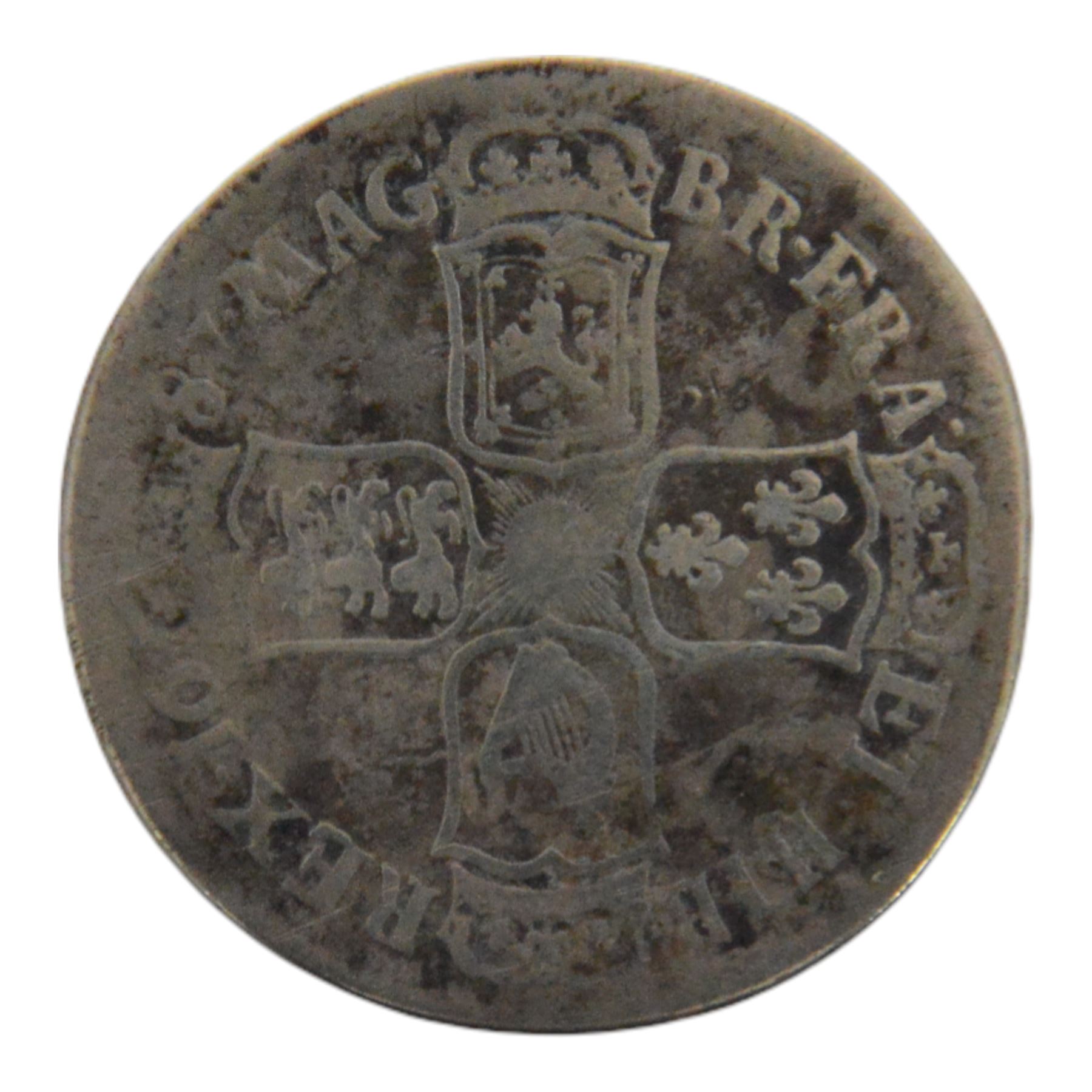 James II 1687 silver half crown coin