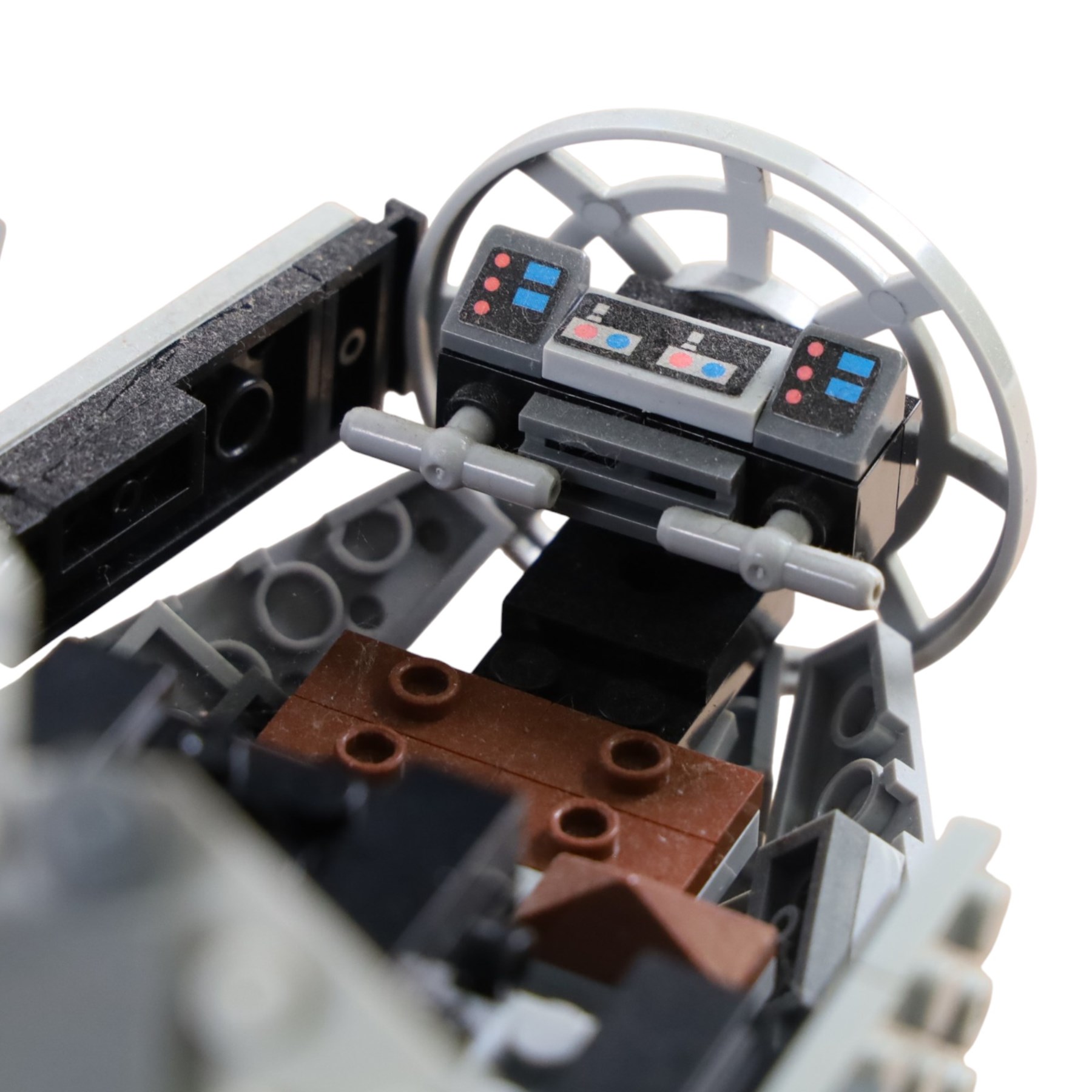 Three Lepin Star Wnrs built models, comprising Red Five X-Wing Starfighter no. 05039, Millennium Falcon no. 05132 and Super Star Destroyer no. 05028