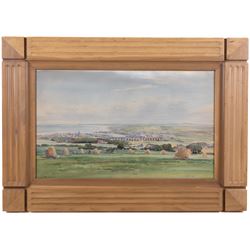 Frank Watson Wood (British 1862-1953): Berwick-upon-Tweed from Halidon Hill, watercolour signed 31cm x 52cm