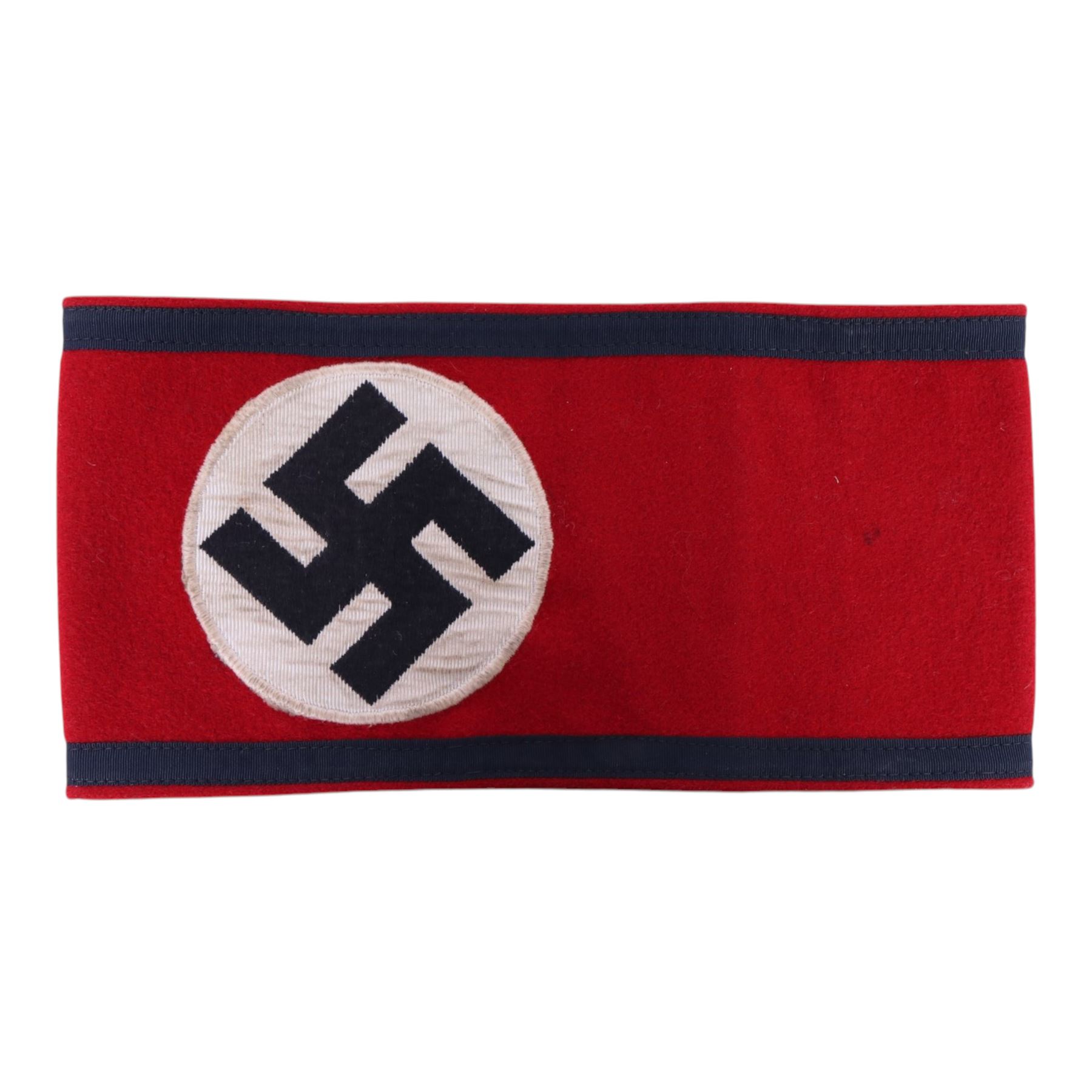 WWII Third Reich SS armband, with swastika and black borders, L23cm, W12cm