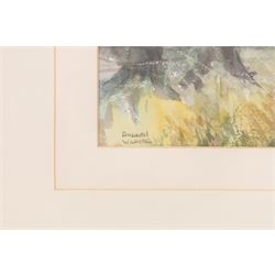 Andrew Warnes (East Riding 20th Century): 'Skidby Windmill' 'Burton Agnes Church' 'River Derwent' and another, set of four watercolours signed, mostly titled verso max 35cm x 25cm (4)