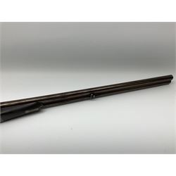 Lincoln Jeffries 12-bore side-by-side double barrel lightweight boxlock non-ejector sporting gun,  out-of-proof 66cm damascus barrels with sunken ribs, profusely engraved action, Prince of Wales walnut stock with chequered pistol grip and fore-end and thumb safety, sling swivels under barrel and stock, serial no.2139(?), L107.5cm overall RFD ONLY