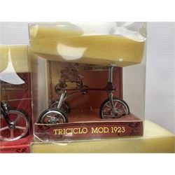Velocipedos en Miniatura - eleven Spanish models of bicycles to include Triciclo de Helados ref. 103, Monociclo Mod. 1922 ref. 104, Bicicleta de Señora Mod. 1977 ref. 108, etc; all boxed (11)