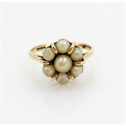 Gold pearl cluster ring hallmarked 9ct