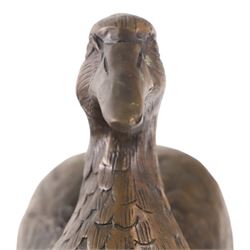 Bronzed figure of a seated hare, together with figure of a duck, hare H31cm 