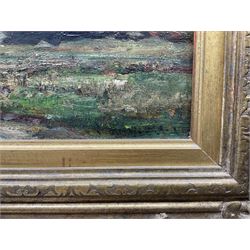 Owen Bowen (Staithes Group 1873-1967): 'Nightfall' - Driving the Flock, oil on panel signed 28cm x 42cm 
Provenance: private collection, purchased 'A Passion for Paintings - The Yorkshire Collection of Claire & Bert Rendall', Pannett Art Gallery, Whitby 2013. Herbert Rendall (1927-2007) was a prodigious collector of Yorkshire artists.