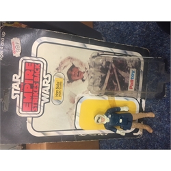  Star Wars Palitoy 'X-Wing Fighter', Star Wars Yoda figure 1980 LFL, Star Wars millennium falcon by Kenner 1979, other Star Wars figures, sci-fi posters, Space Precinct 'Sergeant Fredo' boxed figure, Star Trek phaser etc in two boxes  