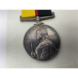 Victoria Queens Sudan Medal 1896-97 awarded to 4616 Pte. C. Griffin 1/R Warwickshire Regiment; with replacement ribbon but original present.