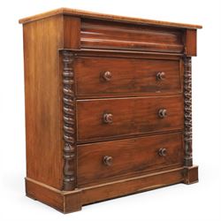 William IV style mahogany chest, rectangular moulded top over cushion-moulded frieze drawe...