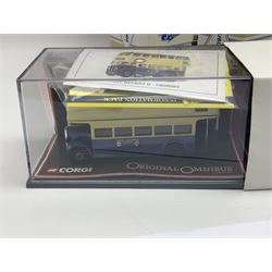 Corgi - twenty eight modern die-cast model coaches, buses and wagons to include Corgi Classics 35305, 96991, 97002, two 97108, 97208, 97267, 97335, 97871 and 98162; limited edition sets D949/26, 97107 and 97185; The Yorkshire Rider Series 91700, 91853, 91858 and 91862; all but one in original boxes or perspex display cases, most with certificates (27)