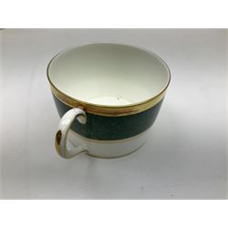 Coalport Athlone Green pattern tea wares, comprising coffee pot, seven coffee cans and saucers, milk jug, open sucrier, six tea cups and saucers, and six twin handled cups and saucers (42) 