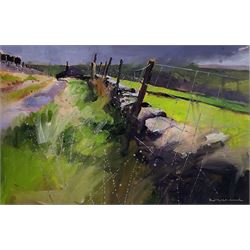 Paul Talbot-Greaves (Northern British Contemporary): 'Rain and Light', gouache and watercolour signed, titled verso 35cm x 53cm