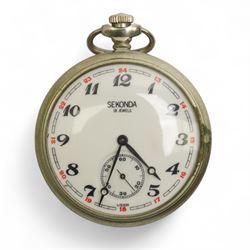 Sekonda USSR keyless lever railroad pocket watch and four wristwatches including Klaus-Kobec 