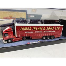 Corgi - Modern Trucks Series No.75401 Leyland Daf Curtainside James Irlam & Sons Ltd in perspex case; Classics Heavy Haulage No.17601 Scammell Constructor and 24 wheel low loader, boxed with certificate 01254/6800; and limited edition Classics No.55201 Pickfords Diamond T Ballast (x2) with 24 wheel Girder Trailer and Steel Casting Load, boxed with certificate 05318/8200. (3)