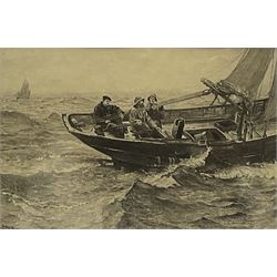 Charles Oliver Murray (Scottish 1842-1923): after Charles Napier Hemy (British 1841-1917): 'The Three Fishers', etching signed in the plate 17cm x 25cm