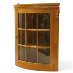 Beaverman - oak hanging corner cabinet, astragal glazed door with a Yorkshire Rose door pu...