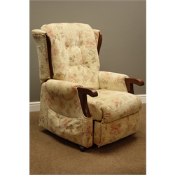  Royams electric riser reclining armchair with exposed mahogany frame, W7cm  (This item is PAT tested - 5 day warranty from date of sale)   