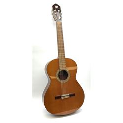 Alhambra Muro De Alcoy Spanish acoustic guitar No.47045807 with mahogany back and sides and spruce top L101cm, in carrying case with Seiko metronome and Chromatic Tuner