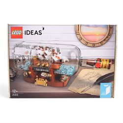 Two Lego Ideas sets, comprising Pop Up Book no. 21315 and Ship in a Bottle no. 21313, both boxes