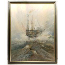 Brian Needham (British ?-2004): Oil Rig, oil on canvas signed and dated '93, 100cm x 75cm; Nude, oil on board signed 54cm x 40cm (2)