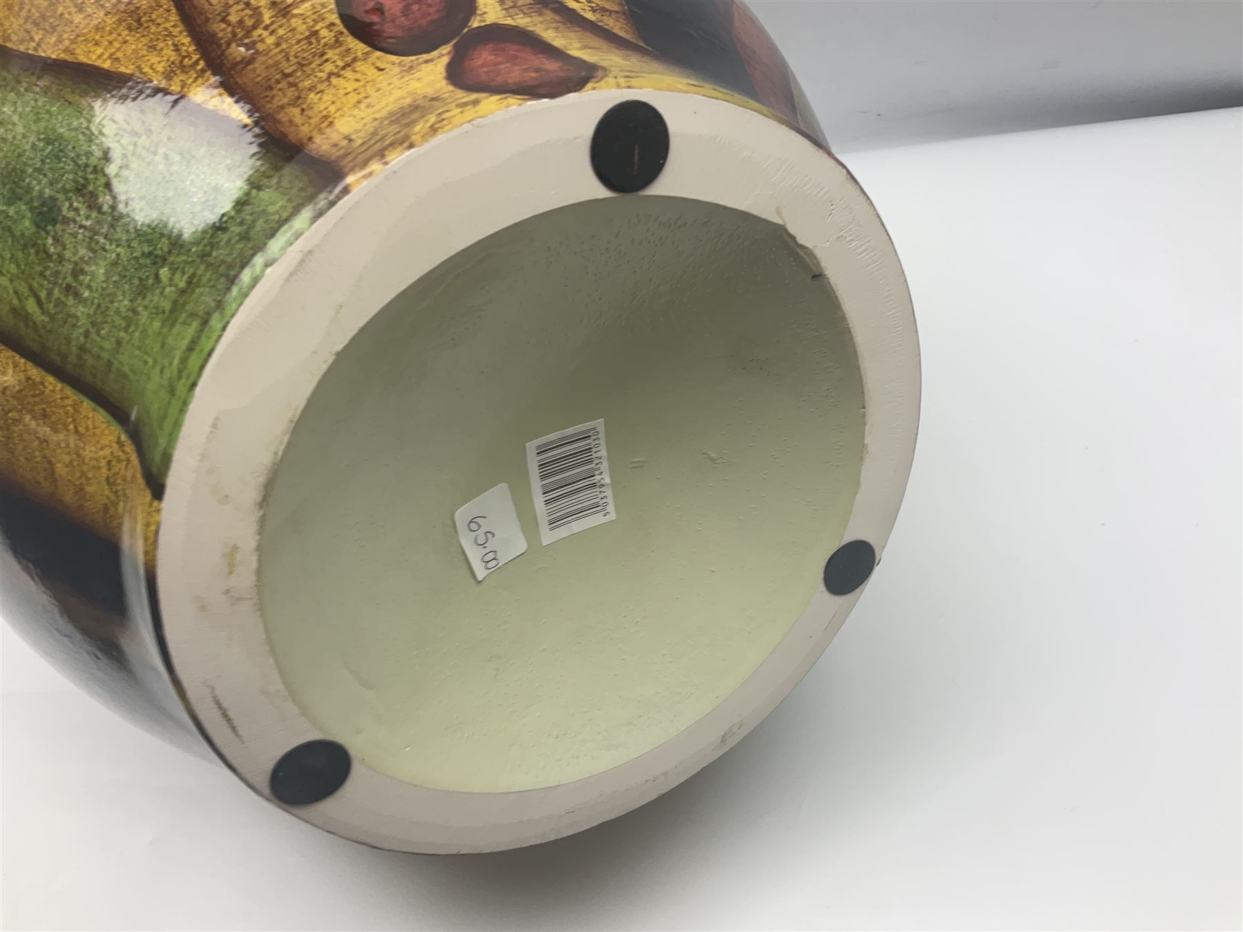 Large decorative floor vase, with a yellow and brown ground, H65cm