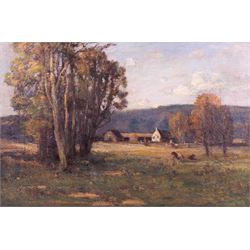William Charles Rushton (British 1860-1921): Landscape with Farm, oil on canvas unsigned 49cm x 75cm
