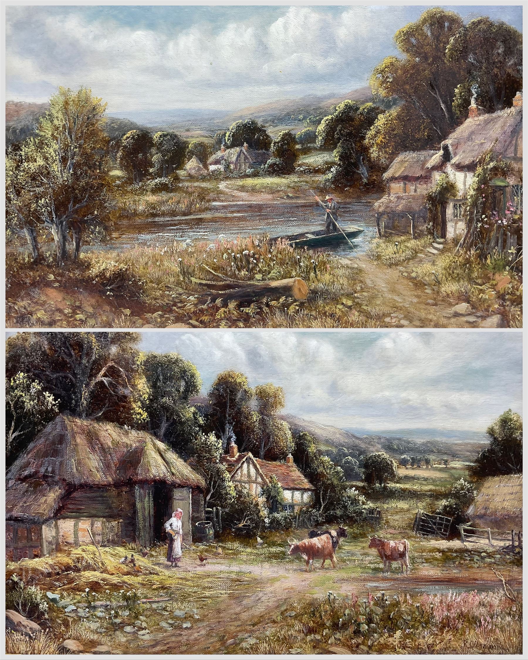 Robert John Hammond (British fl.1879-1911): Farmyard Scenes, pair oils on canvas signed 24cm x 34cm (2)