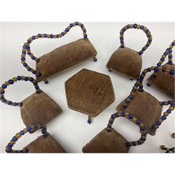 Quantity of early 20th century doll's house furniture comprising Victorian style beadwork and upholstered eight-piece salon suite; beadwork dining table with four matching chairs; and Kleeware brown plastic seven-piece dining suite