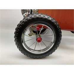 Red child's tin-plate pedal car with chrome detail, by Posh Paddles, Scarborough, H56cm, L80cm