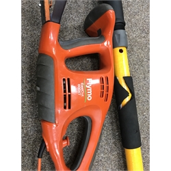 Flymo EasiCut 600 XT hedge cutter, a strimmer and a Ryobi RPT400 pole hedge trimmer