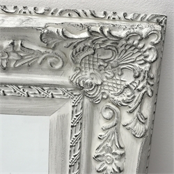  Rectangular bevel edge wall mirror in white swept frame, W74cm, H94cm  