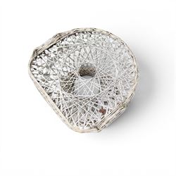 Two French early 20th century painted wicker octagonal garden tables, circular pedestals with parasol opening; with matching side table (3)