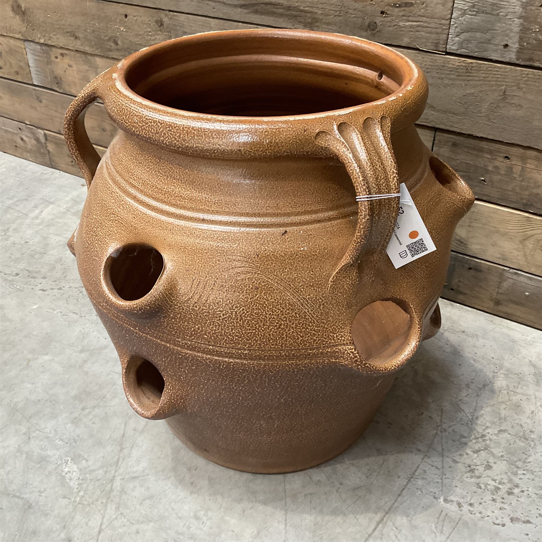 Glazed terracotta strawberry pot