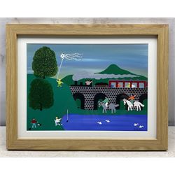 Gordon Barker (British 1960-): 'Relaxing in the Countryside', acrylic on paper signed, titled verso 25cm x 34cm 