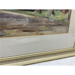 Stewart Carmichael (Scottish 1869-1950): Village Nun in Ghent Belgium, watercolour signed and dated, labelled verso 37cm x 37cm