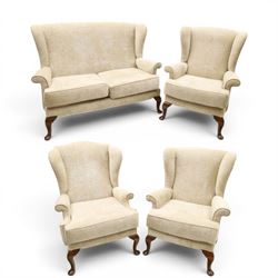 Parker Knoll - 'Hartley' lounge suite, comprising three wingback armchairs and two-seat se...