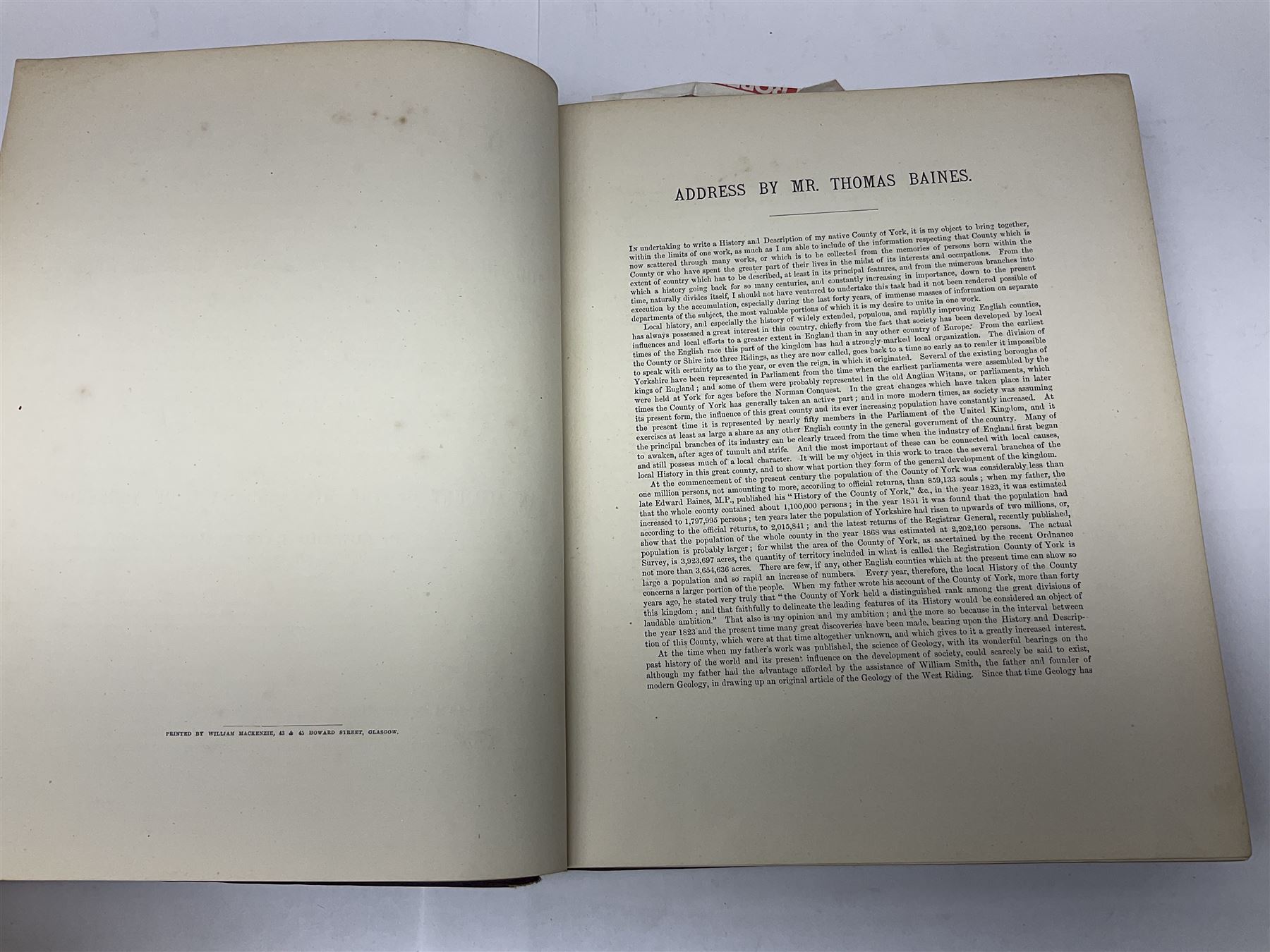 Baines,Thomas: Yorkshire Past and Present, vols I - IV, pub by William Mackenzie, 22 Paternoster Row, London
