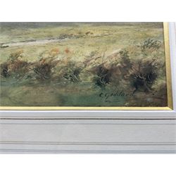 C Goddard (British Early 20th Century): Herding Sheep near Norfolk, watercolour signed 17.5cm x 52cm