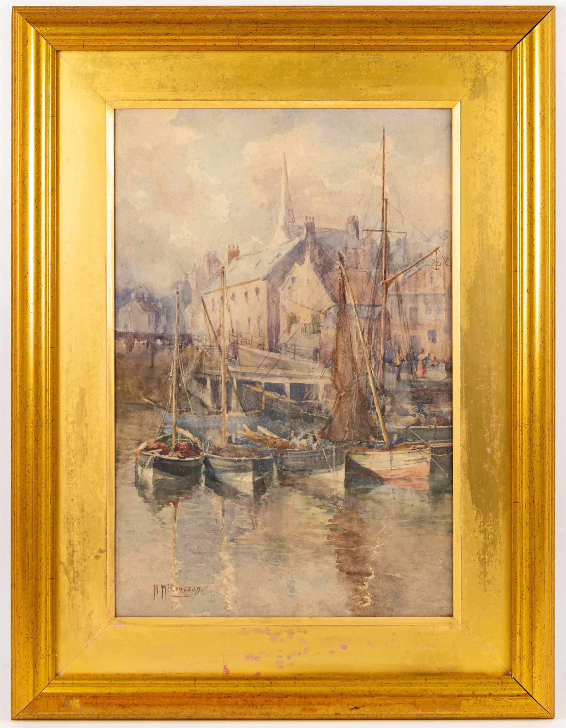 Mary McCrossan (British 1865-1934): 'Whitby', watercolour signed, partial original title label verso 53cm x 35cm 