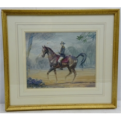  'French General' on Horseback, oil on canvas, titled and signed Donald Wood, 24cm x 29cm  