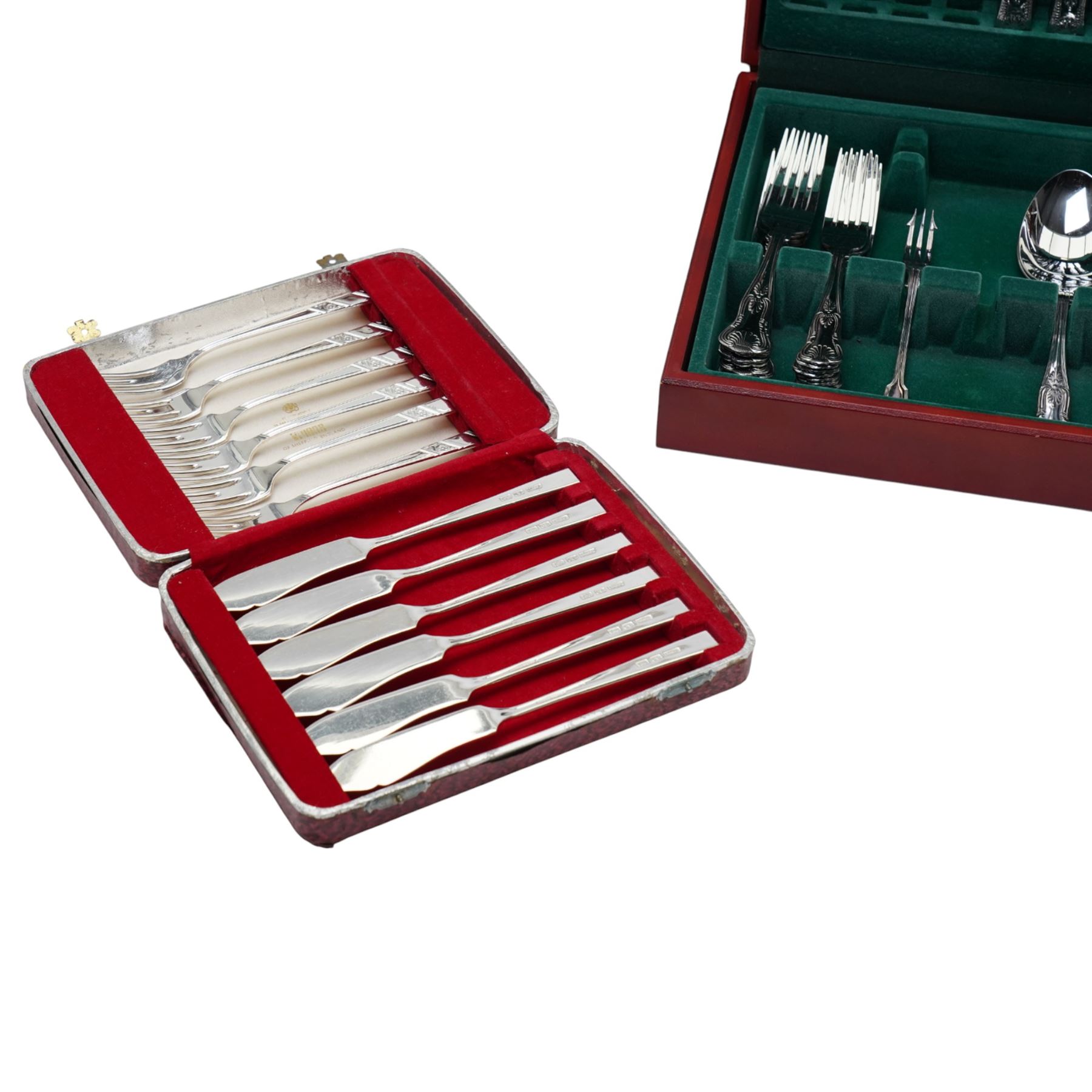 Three canteens of cutlery, some partly complete, comprising Housley and two from Viners of Sheffield, and two cases of Viners fish knives and forks