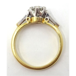  Single stone diamond gold ring, with diamond set shoulders, hallmarked 18ct central diamond approx 0.45 carat    