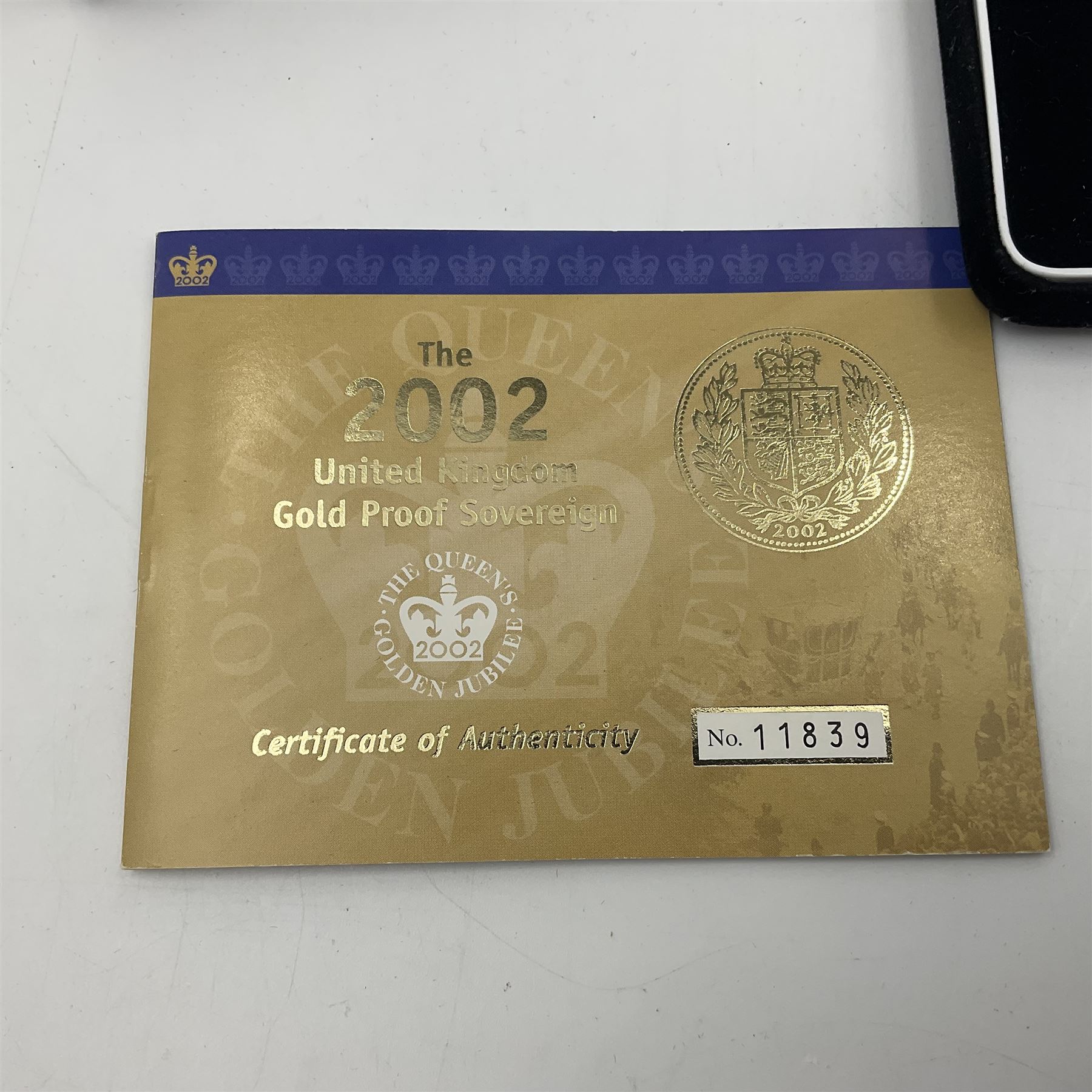 Queen Elizabeth II 2002 gold proof full sovereign coin, cased with certificate