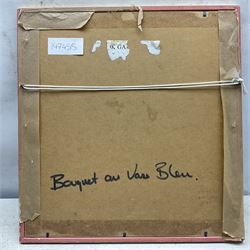 Philippe Janin (French 1959-): 'Bouquet au Vase Bleu' Still Life, pastel signed, titled verso 19.5cm x 19.5cm 