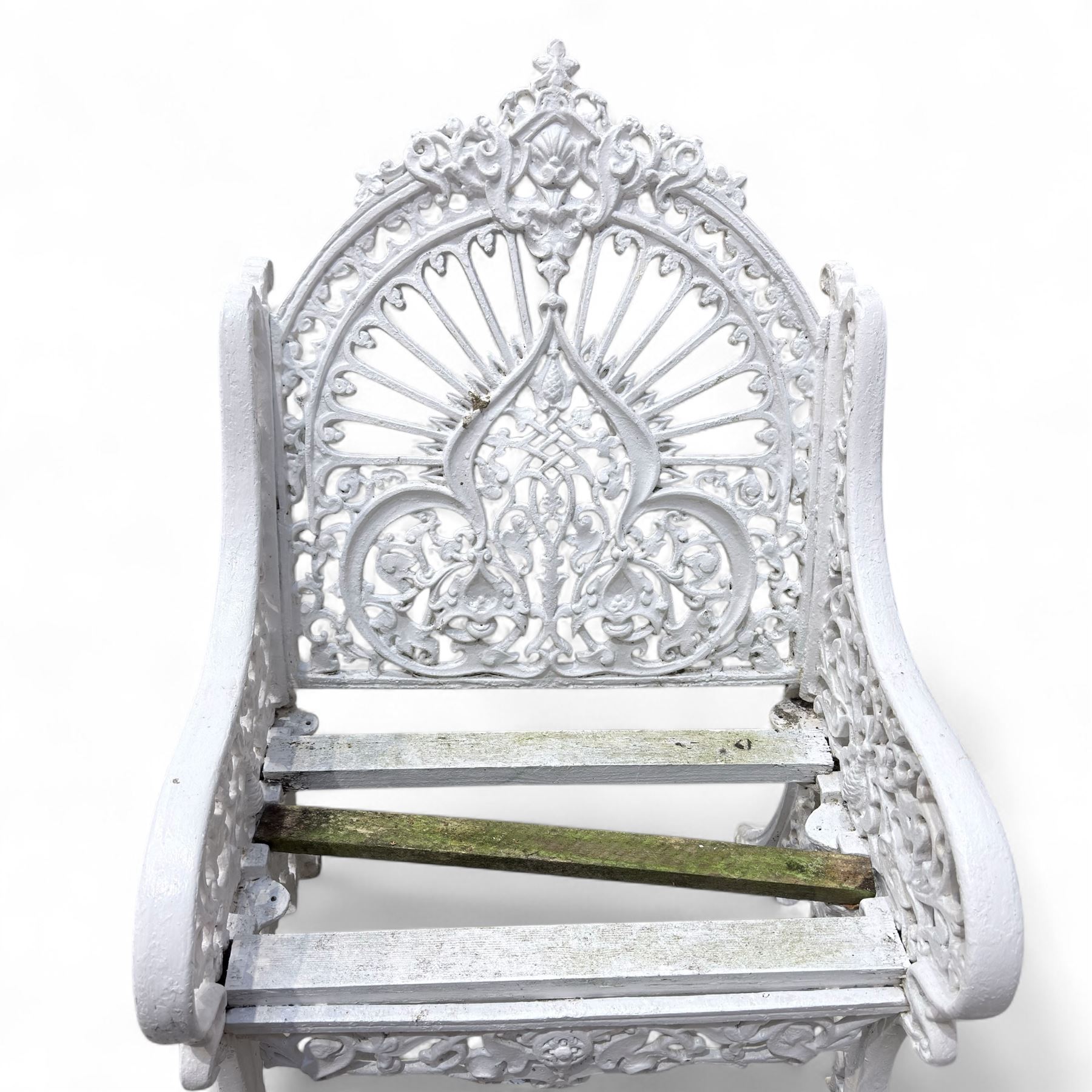 Pair of Coalbrookdale design cast aluminium garden chairs