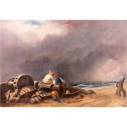 Follower of John Sell Cotman (British 1782-1842): Fishermen Resting on the Norfolk Coast, ...
